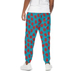 Red And Blue Carnation Pattern Print Cotton Pants