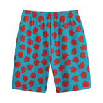 Red And Blue Carnation Pattern Print Cotton Shorts