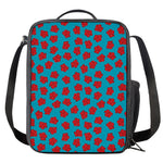 Red And Blue Carnation Pattern Print Crossbody Lunch Bag