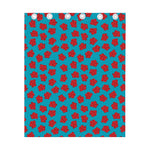 Red And Blue Carnation Pattern Print Curtain