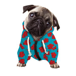 Red And Blue Carnation Pattern Print Dog Zip Up Hoodie