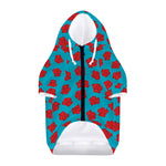 Red And Blue Carnation Pattern Print Dog Zip Up Hoodie
