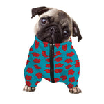 Red And Blue Carnation Pattern Print Dog Zip Up Jacket