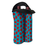 Red And Blue Carnation Pattern Print Double Neoprene Wine Tote