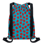 Red And Blue Carnation Pattern Print Drawstring Backpack