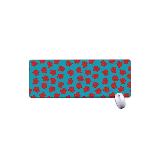 Red And Blue Carnation Pattern Print Extended Mouse Pad