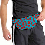 Red And Blue Carnation Pattern Print Fanny Pack