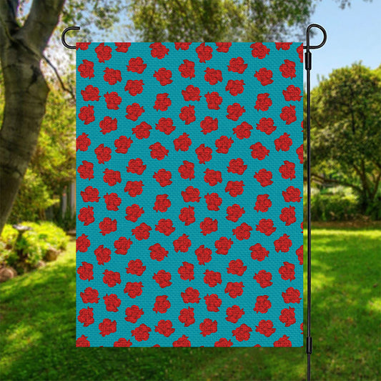 Red And Blue Carnation Pattern Print Garden Flag