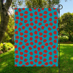 Red And Blue Carnation Pattern Print Garden Flag