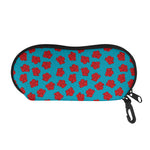 Red And Blue Carnation Pattern Print Glasses Case