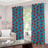 Red And Blue Carnation Pattern Print Grommet Curtains