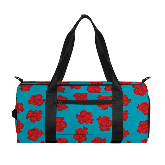 Red And Blue Carnation Pattern Print Gym Bag