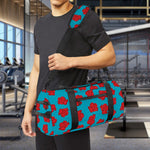 Red And Blue Carnation Pattern Print Gym Bag