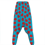 Red And Blue Carnation Pattern Print Hammer Pants
