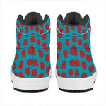 Red And Blue Carnation Pattern Print High Top Leather Sneakers