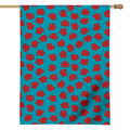 Red And Blue Carnation Pattern Print House Flag