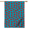 Red And Blue Carnation Pattern Print House Flag