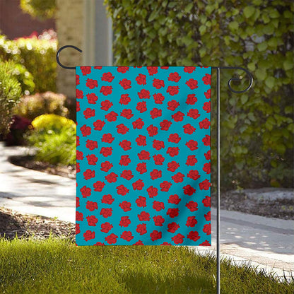 Red And Blue Carnation Pattern Print House Flag