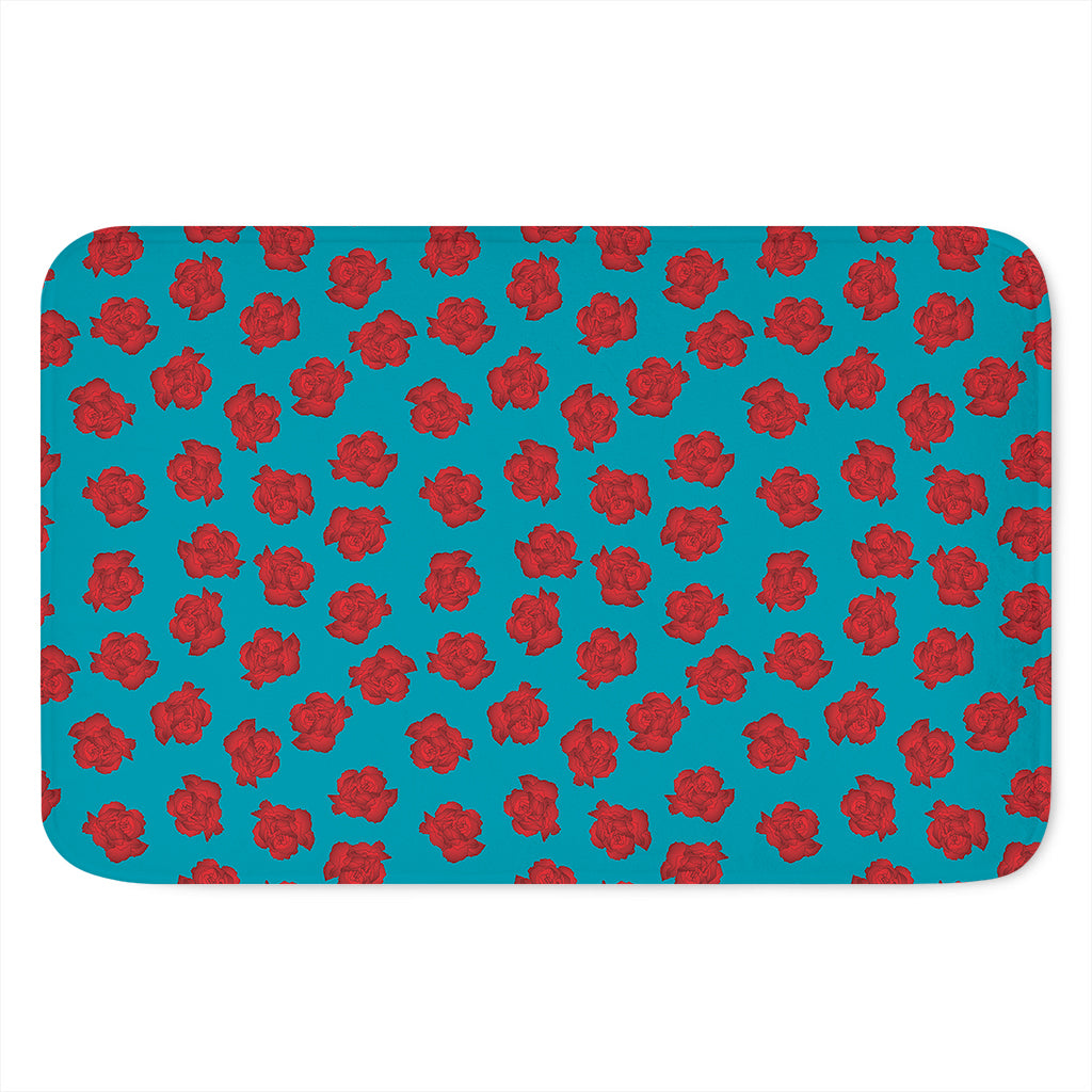 Red And Blue Carnation Pattern Print Indoor Door Mat