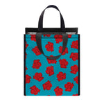 Red And Blue Carnation Pattern Print Insulated Lunch Tote