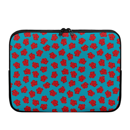 Red And Blue Carnation Pattern Print Laptop Sleeve