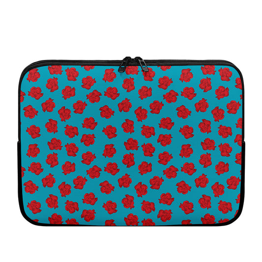 Red And Blue Carnation Pattern Print Laptop Sleeve
