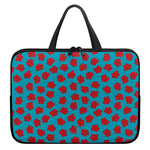 Red And Blue Carnation Pattern Print Laptop Sleeve With Handle