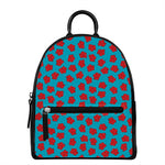 Red And Blue Carnation Pattern Print Leather Backpack