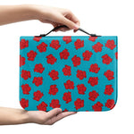 Red And Blue Carnation Pattern Print Leather Bible Cover