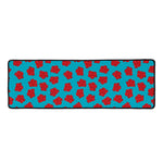 Red And Blue Carnation Pattern Print Long Kitchen Mat