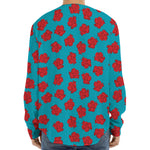 Red And Blue Carnation Pattern Print Long Sleeve Baseball Jersey