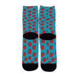 Red And Blue Carnation Pattern Print Long Socks