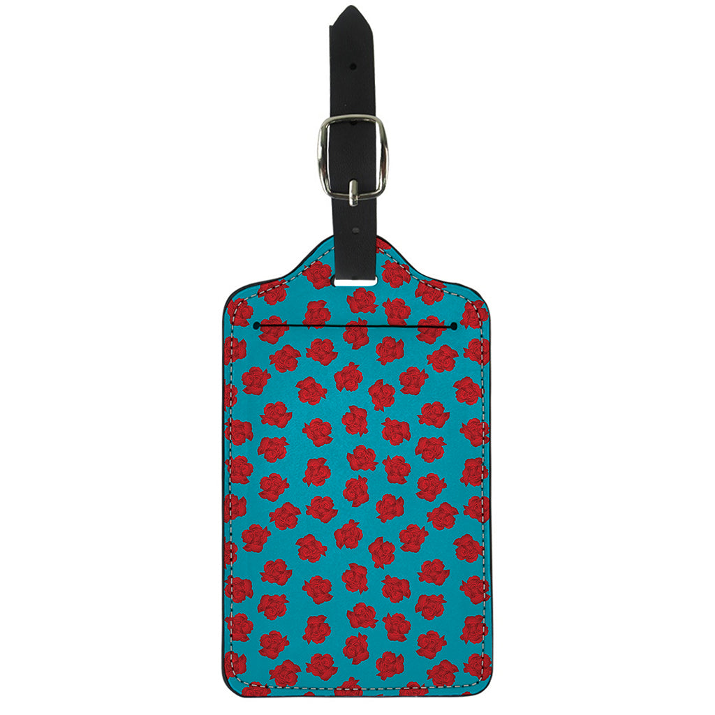 Red And Blue Carnation Pattern Print Luggage Tag