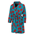 Red And Blue Carnation Pattern Print Men's Bathrobe