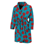 Red And Blue Carnation Pattern Print Men's Bathrobe