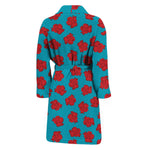 Red And Blue Carnation Pattern Print Men's Bathrobe