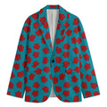 Red And Blue Carnation Pattern Print Men's Blazer