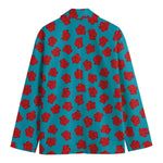 Red And Blue Carnation Pattern Print Men's Blazer