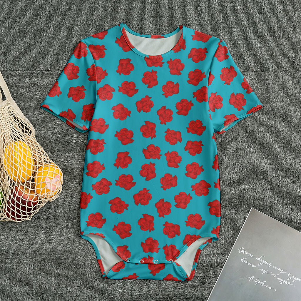 Red And Blue Carnation Pattern Print Men's Bodysuit
