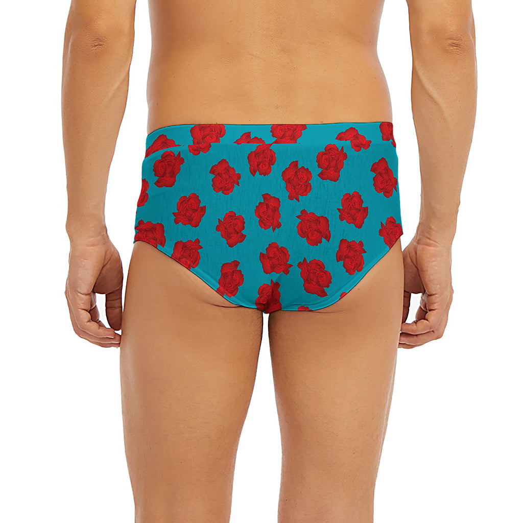 Red And Blue Carnation Pattern Print Men's Briefs