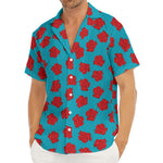 Red And Blue Carnation Pattern Print Men's Deep V-Neck Shirt