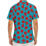Red And Blue Carnation Pattern Print Men's Deep V-Neck Shirt