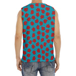 Red And Blue Carnation Pattern Print Men's Fitness Tank Top