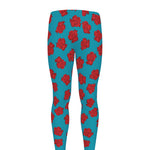 Red And Blue Carnation Pattern Print Men's leggings