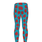 Red And Blue Carnation Pattern Print Men's leggings