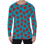 Red And Blue Carnation Pattern Print Men's Long Sleeve T-Shirt