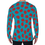 Red And Blue Carnation Pattern Print Men's Long Sleeve T-Shirt