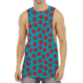 Red And Blue Carnation Pattern Print Men's Muscle Tank Top