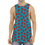 Red And Blue Carnation Pattern Print Men's Muscle Tank Top