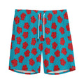 Red And Blue Carnation Pattern Print Men's Athletic Shorts